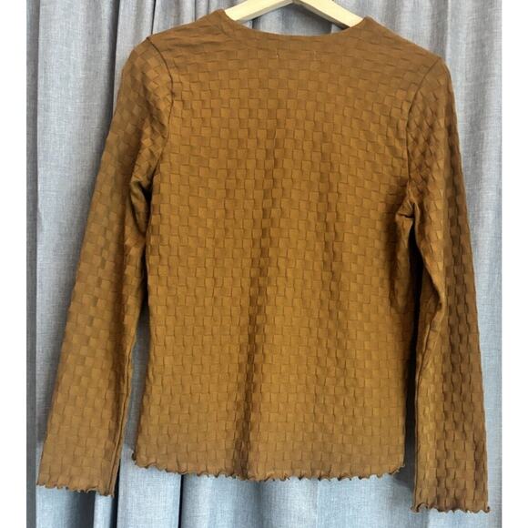 Madewell NWT V-Neck Brown Checkerboard Jacquard Cardigan Size small - Picture 7 of 16